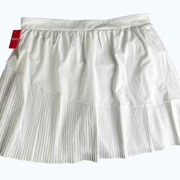 Spanx Womens Yes, Pleats! Skort Pleated White Tennis Skirt Built-In Shorts XL - Picture 11 of 12